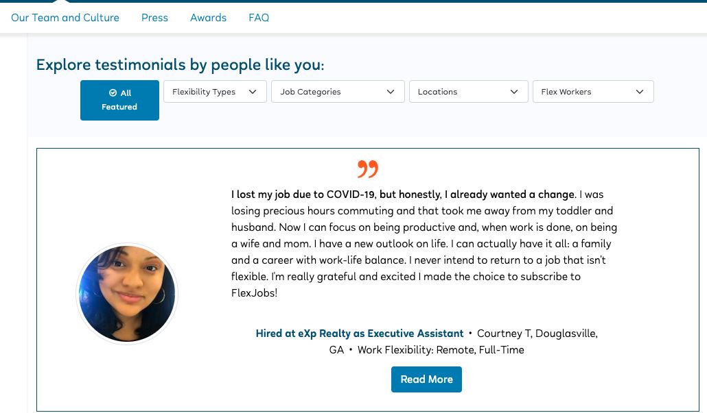 another flexjobs customer testimonial
