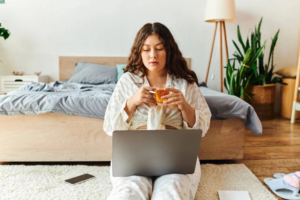 person working from home on laptop